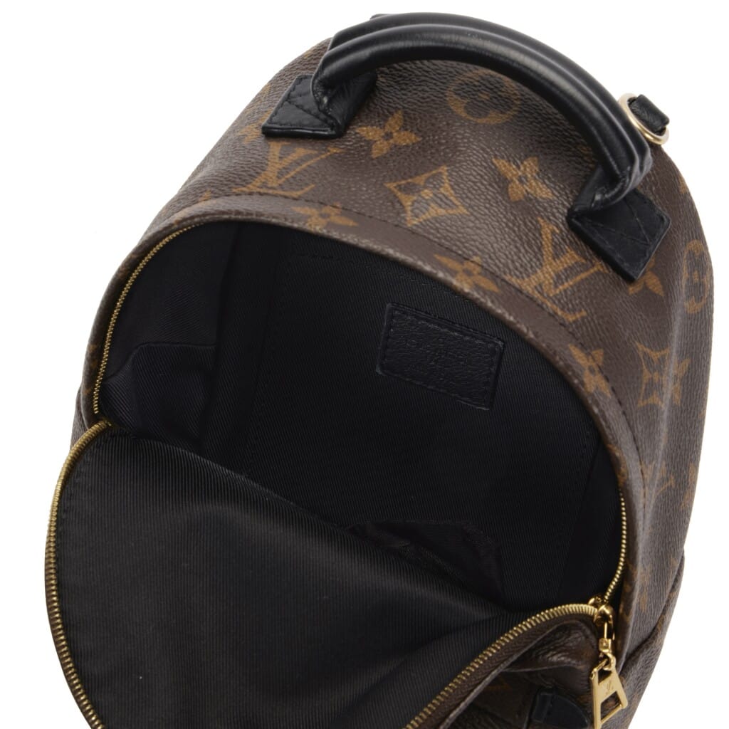 Ebene Monogram Coated Canvas Mini Palm Springs Backpack Gold Hardware, 2019