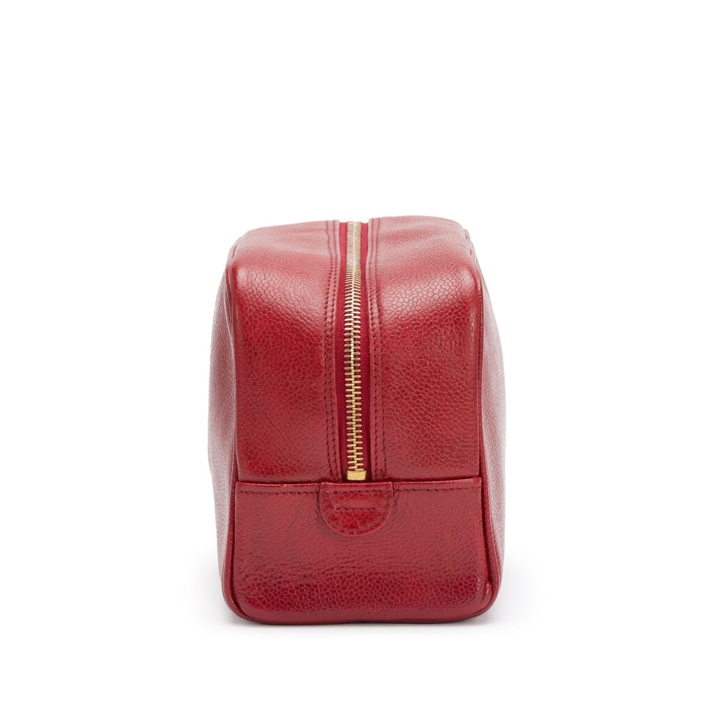 Vintage Red Caviar Toiletry Case Gold Hardware, 1994-1996