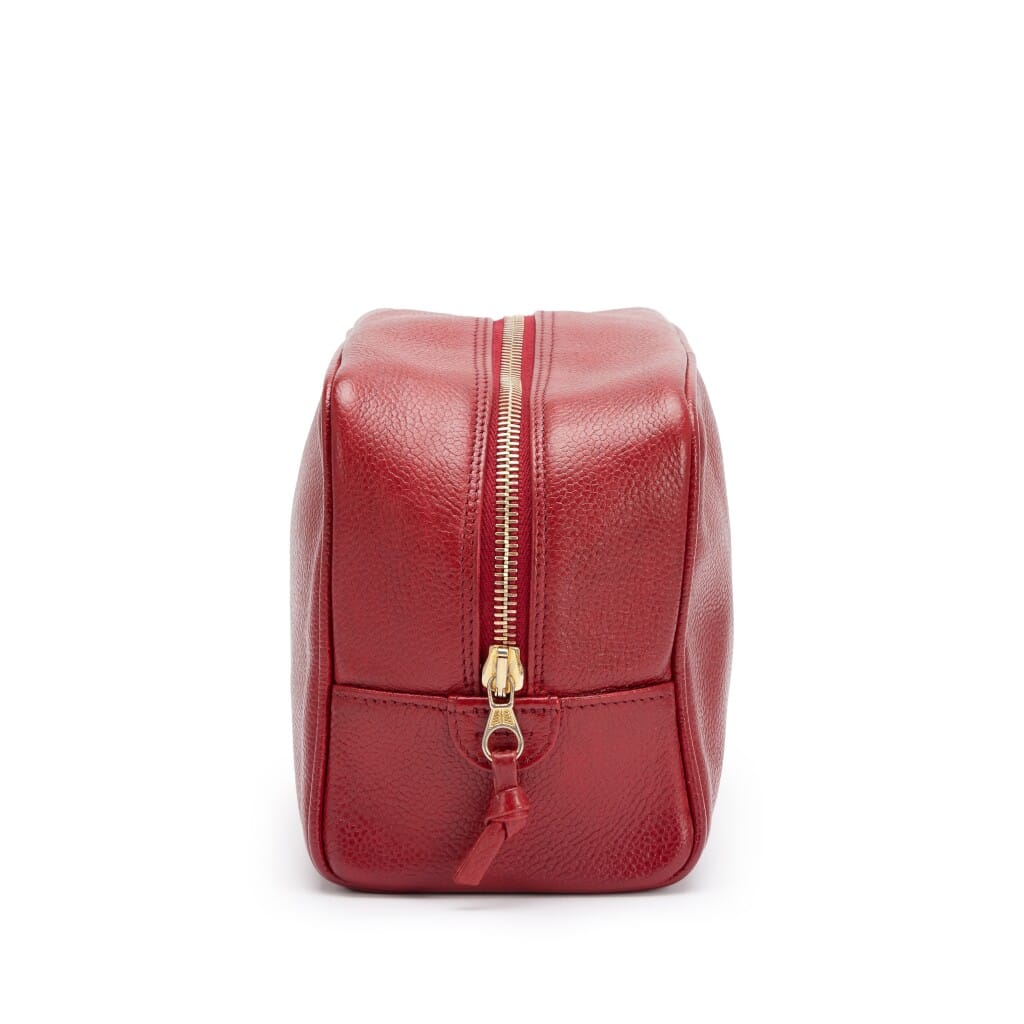Vintage Red Caviar Toiletry Case Gold Hardware, 1994-1996