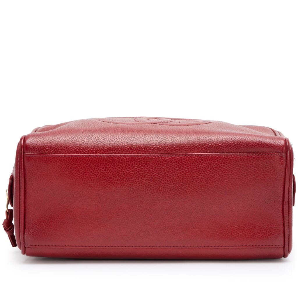 Vintage Red Caviar Toiletry Case Gold Hardware, 1994-1996