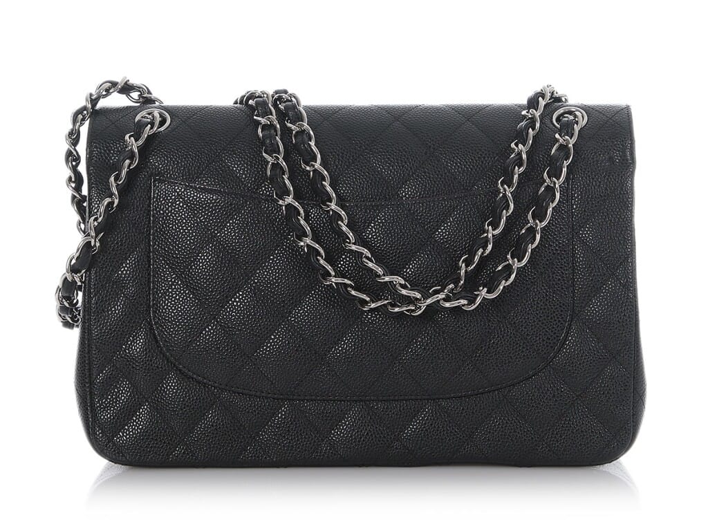 Black Quilted Caviar Jumbo Classic Double Flap Bag Silver Hardware, 2011-2012