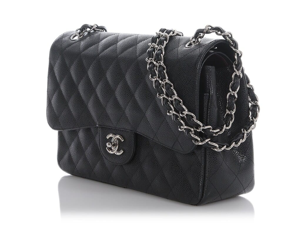 Black Quilted Caviar Jumbo Classic Double Flap Bag Silver Hardware, 2011-2012