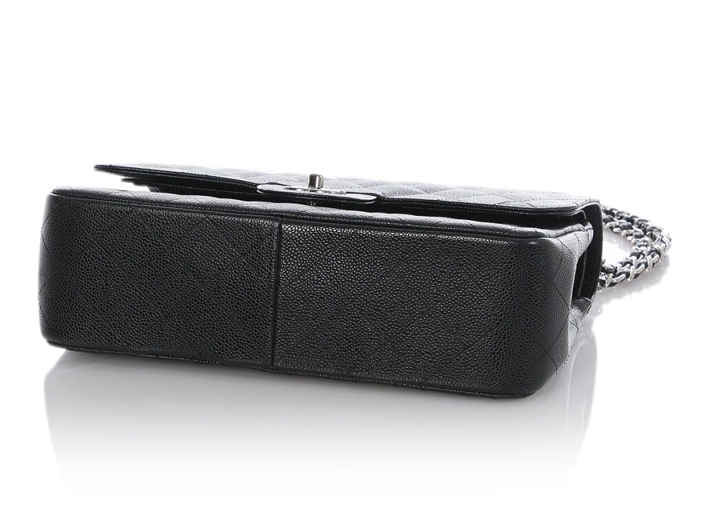 Black Quilted Caviar Jumbo Classic Double Flap Bag Silver Hardware, 2011-2012