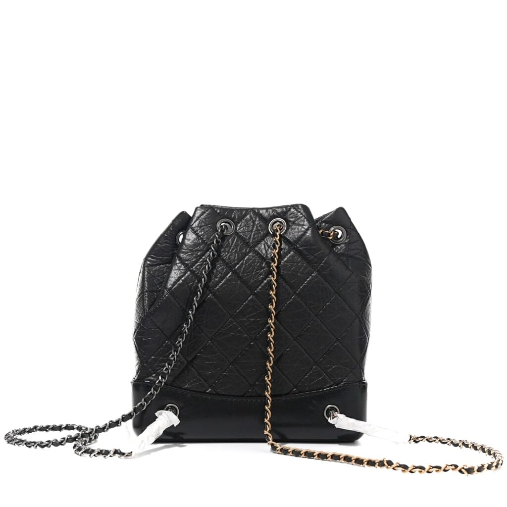 Black Quilted Calfskin Small Gabrielle Backpack Gold and Ruthenium Hardware, 2022