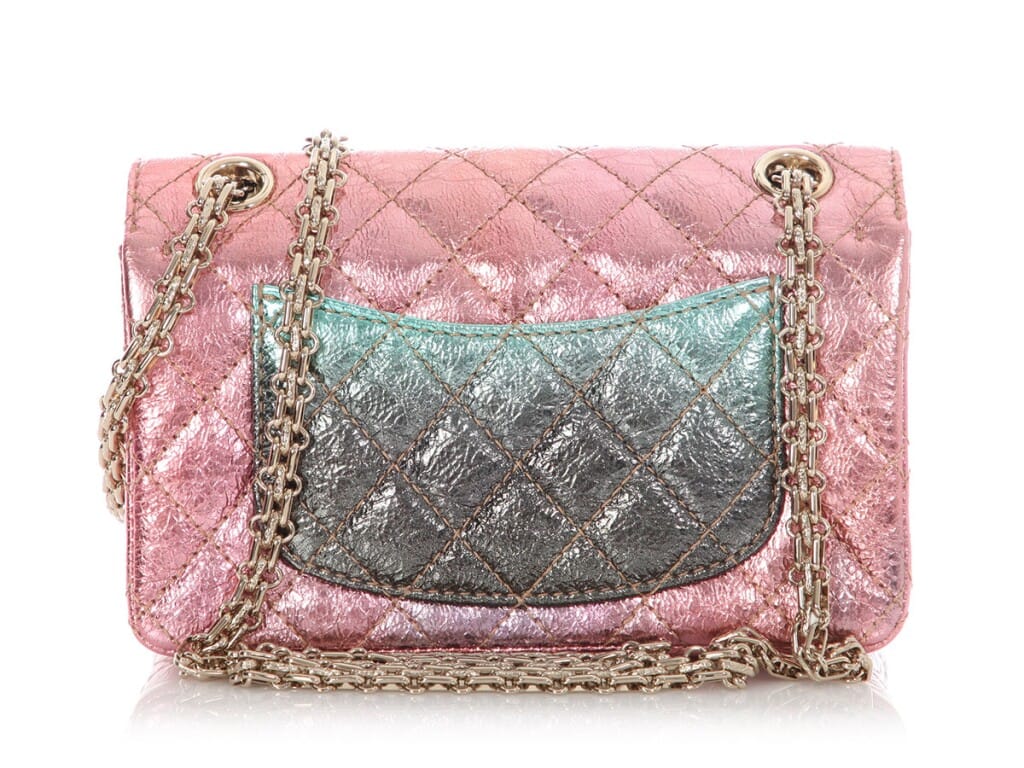 Rainbow Quilted Metallic Aged Calfskin Mini 2.55 Reissue Flap Bag Gold Hardware, 2020