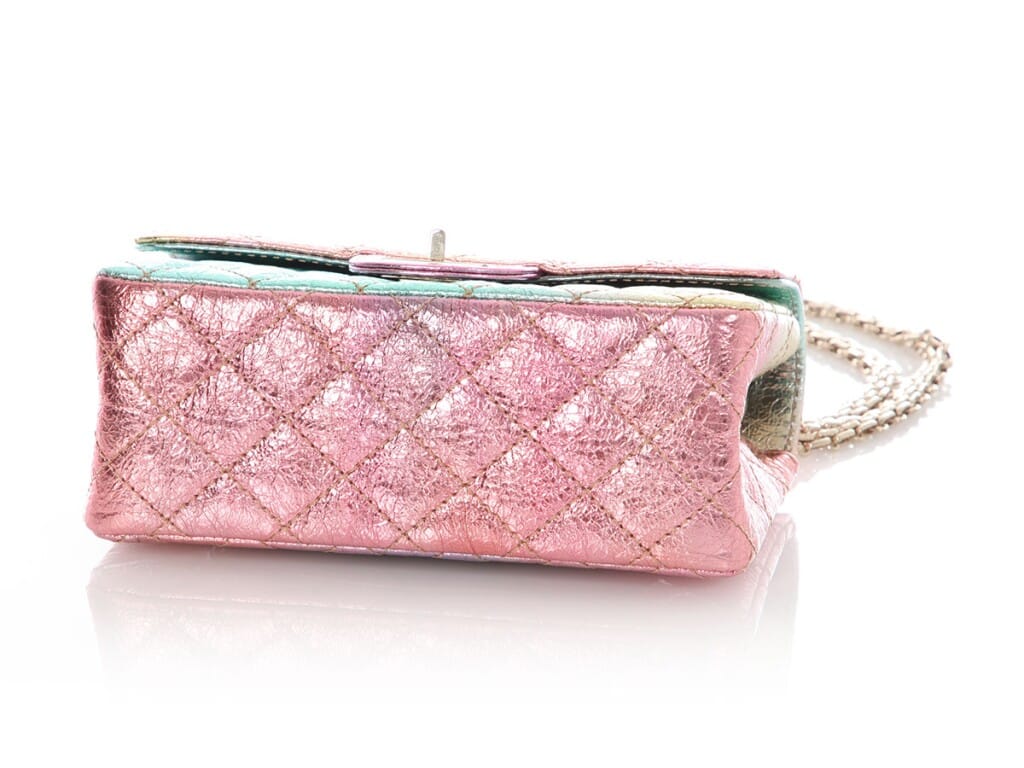 Rainbow Quilted Metallic Aged Calfskin Mini 2.55 Reissue Flap Bag Gold Hardware, 2020