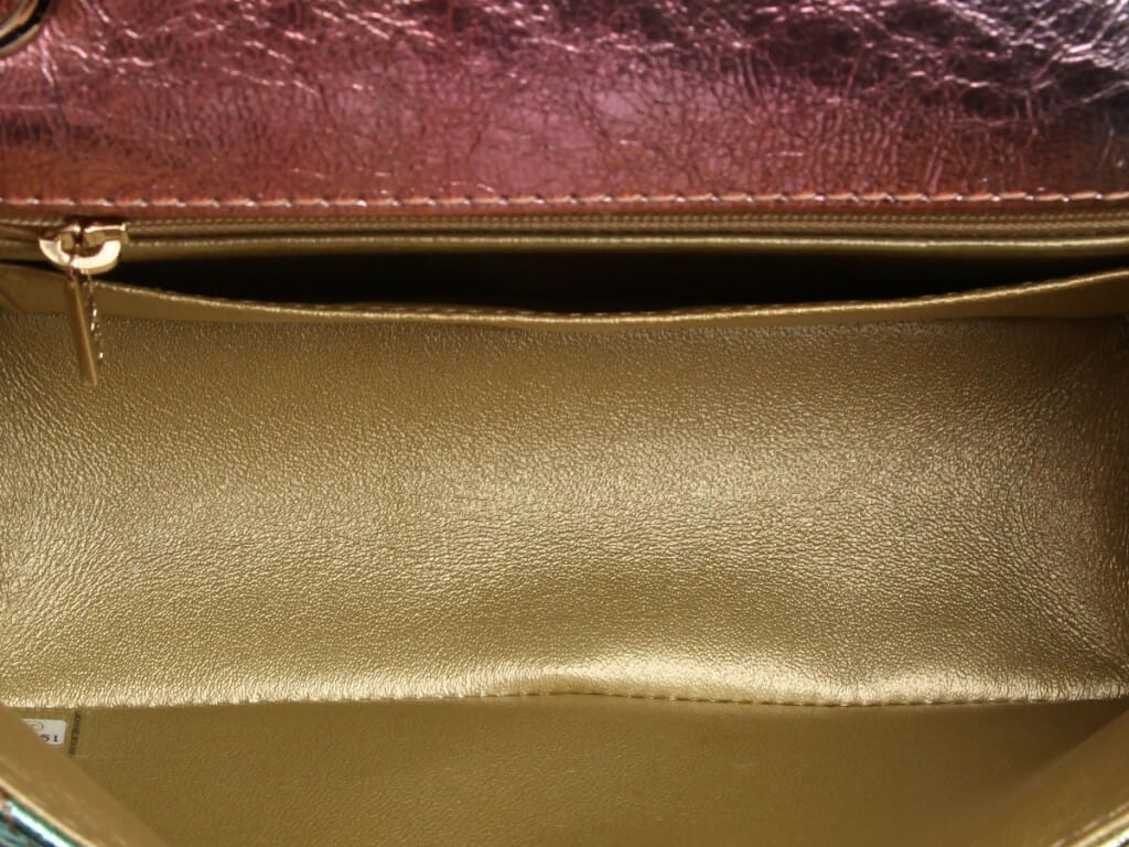 Rainbow Quilted Metallic Aged Calfskin Mini 2.55 Reissue Flap Bag Gold Hardware, 2020