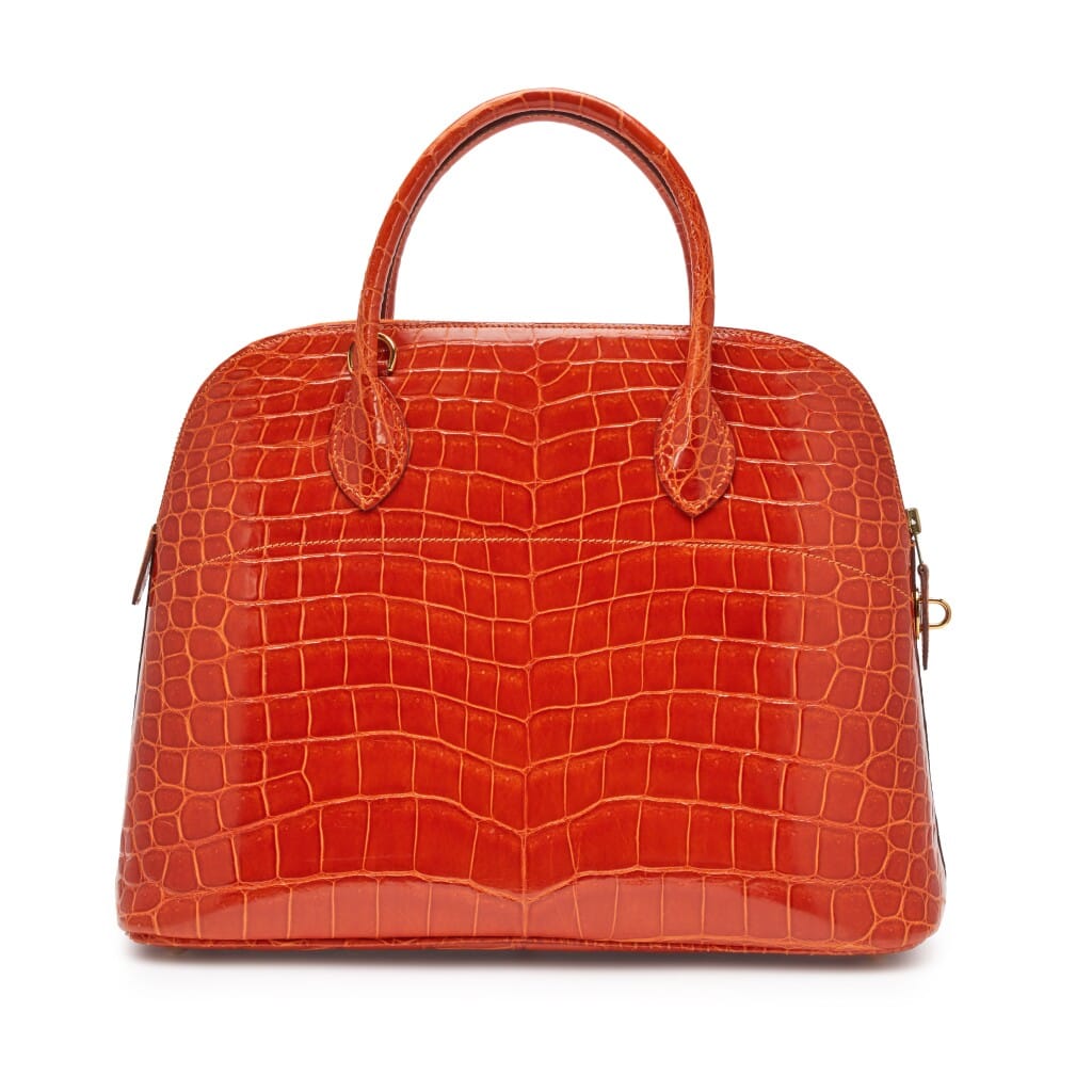 Orange Shiny Porosus Crocodile Bolide 35 Gold Hardware, 1997