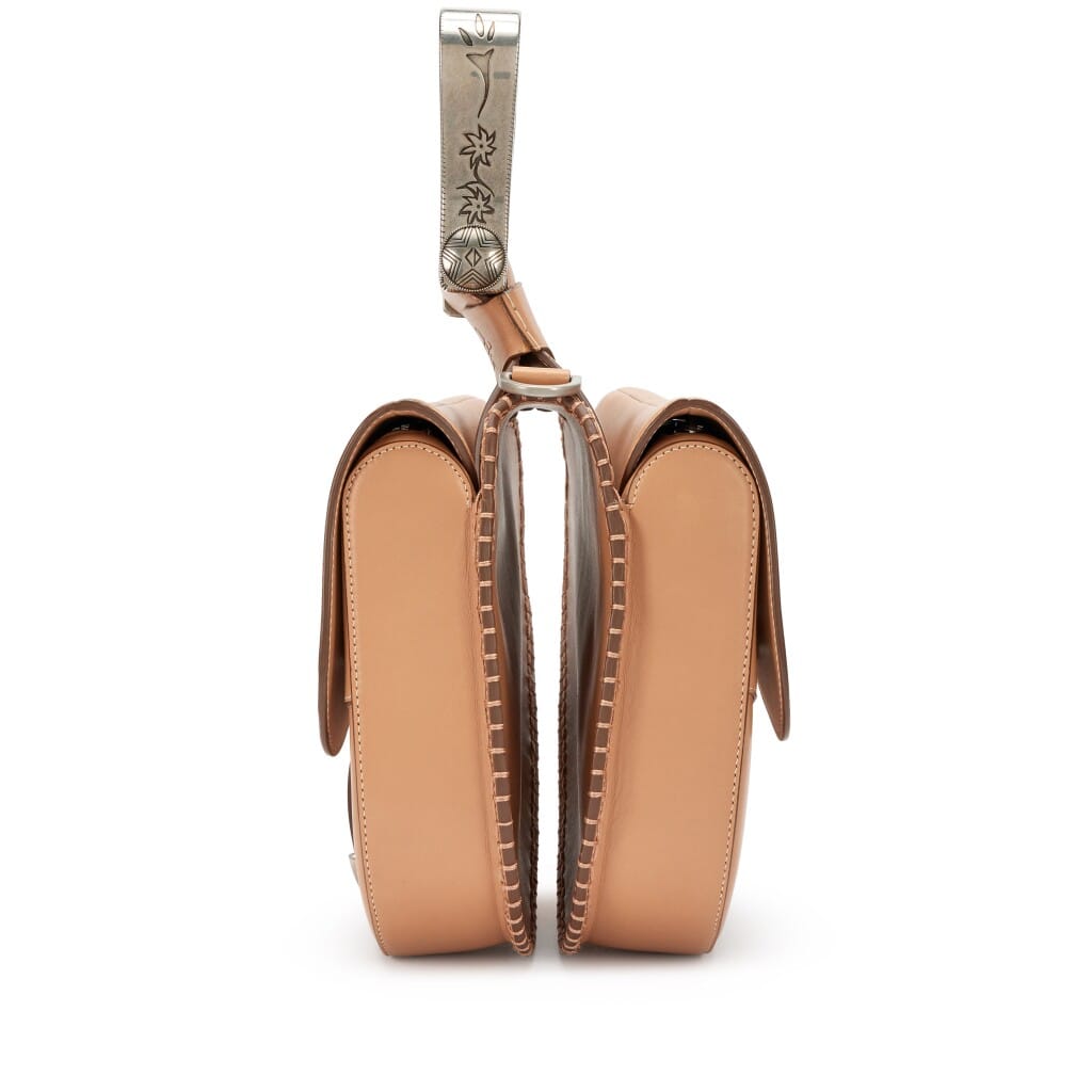 Kim Jones x Travis Scott Tan Leather Double Saddle Bag Silver Hardware, 2022