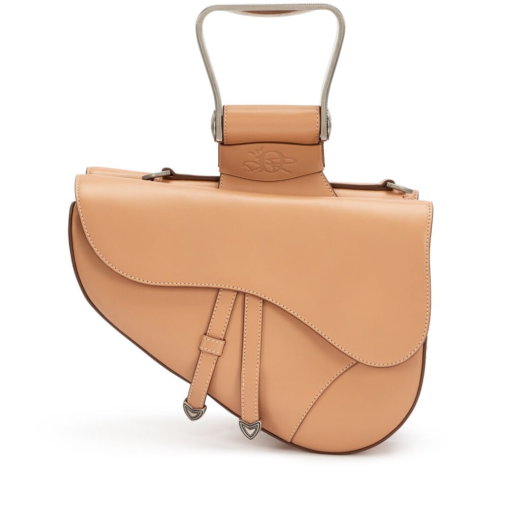 Kim Jones x Travis Scott Tan Leather Double Saddle Bag Silver Hardware, 2022