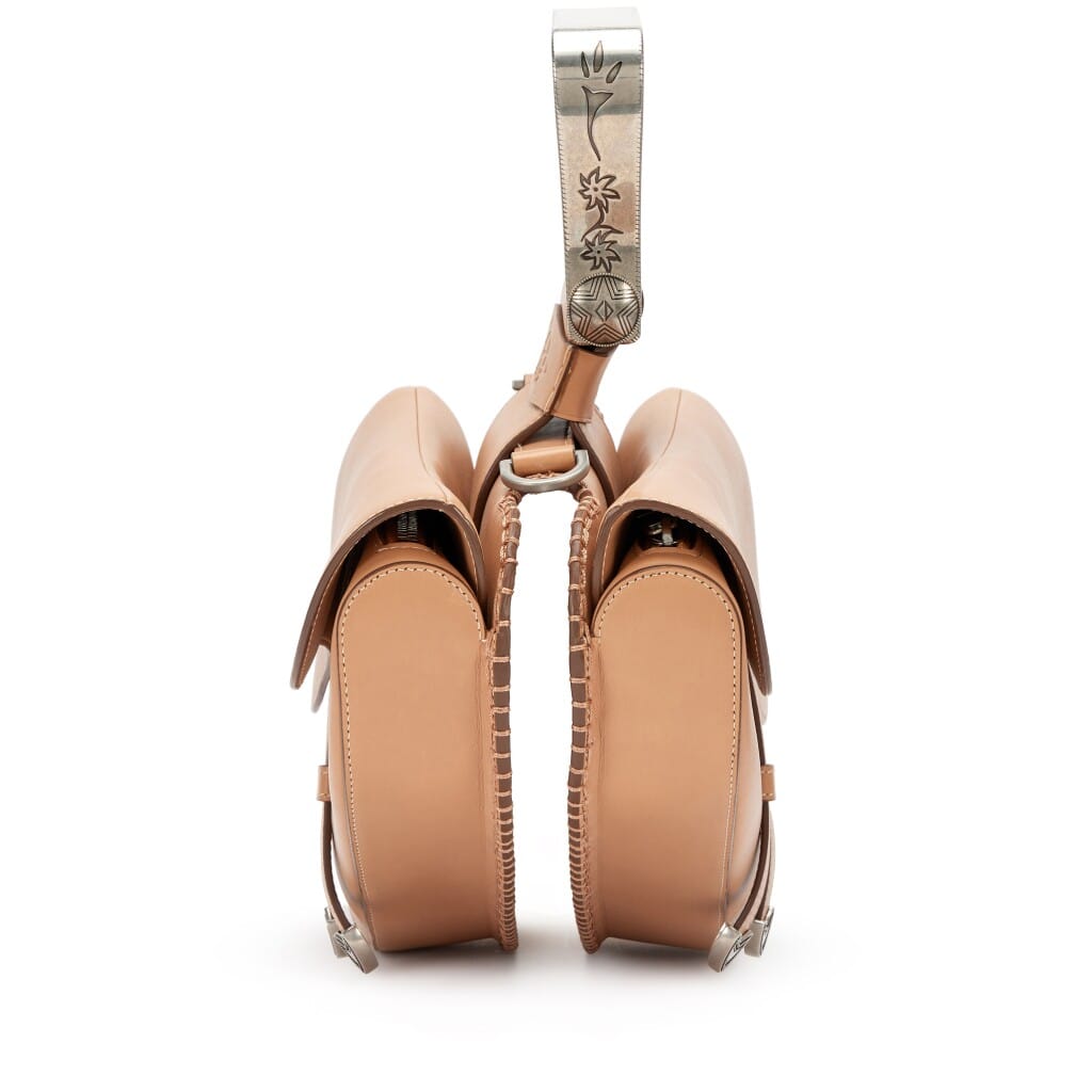 Kim Jones x Travis Scott Tan Leather Double Saddle Bag Silver Hardware, 2022