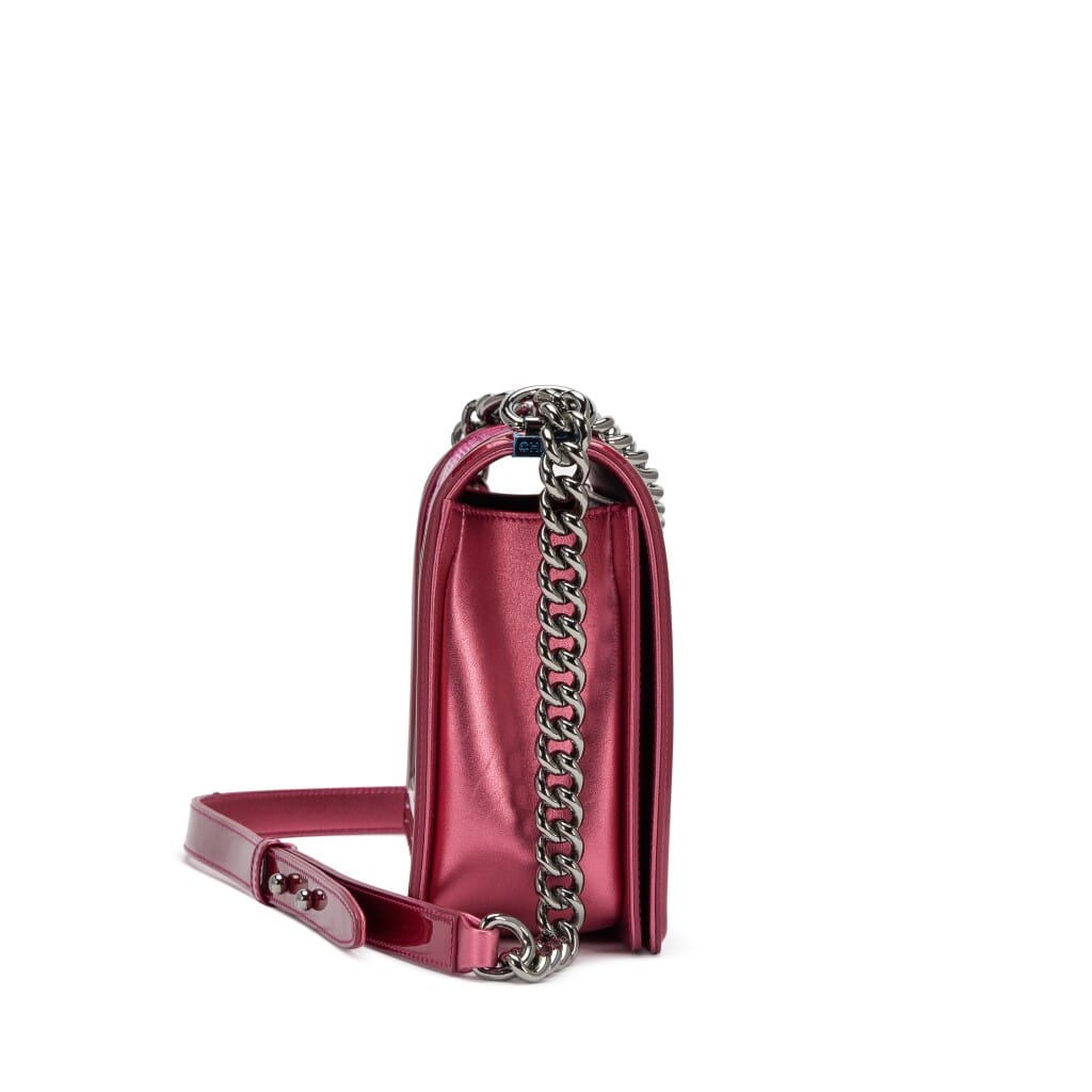 Metallic Fuschia Quilted Patent New Medium Boy Bag Silver Hardware, 2014