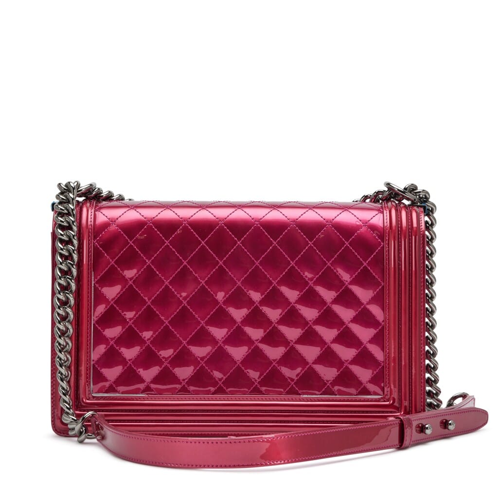 Metallic Fuschia Quilted Patent New Medium Boy Bag Silver Hardware, 2014