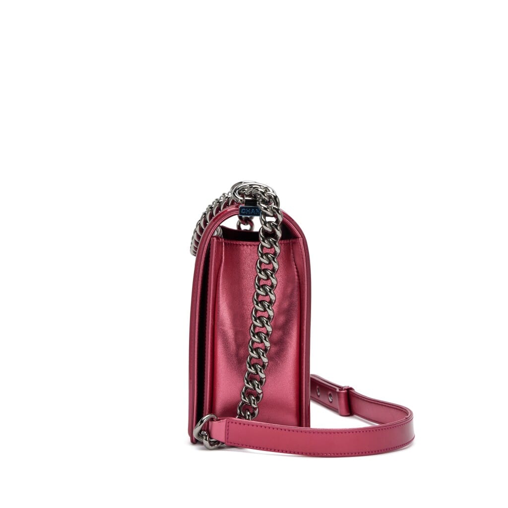 Metallic Fuschia Quilted Patent New Medium Boy Bag Silver Hardware, 2014
