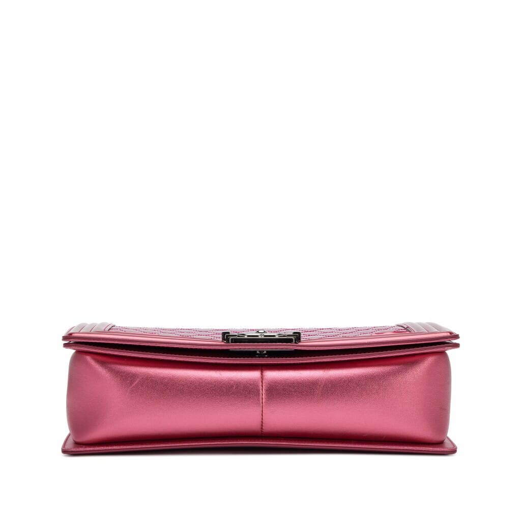 Metallic Fuschia Quilted Patent New Medium Boy Bag Silver Hardware, 2014