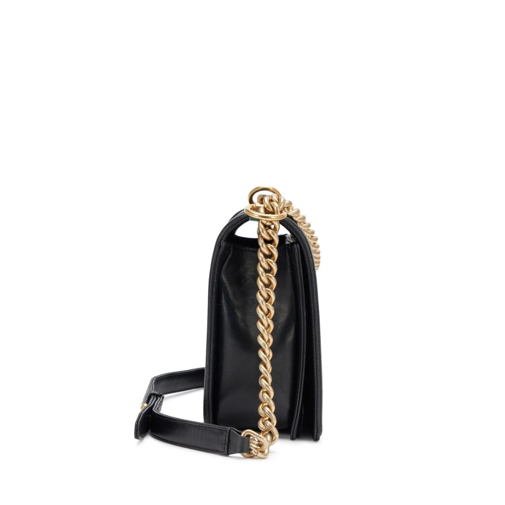 Black Quilted Lambskin Large Boy Bag Aged Gold Hardware, 2015-2016