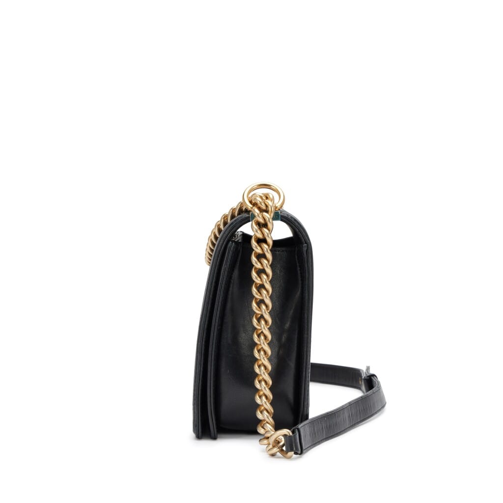 Black Quilted Lambskin Large Boy Bag Aged Gold Hardware, 2015-2016