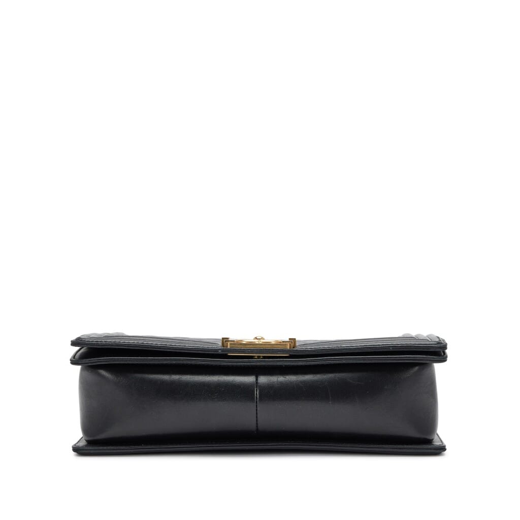 Black Quilted Lambskin Large Boy Bag Aged Gold Hardware, 2015-2016