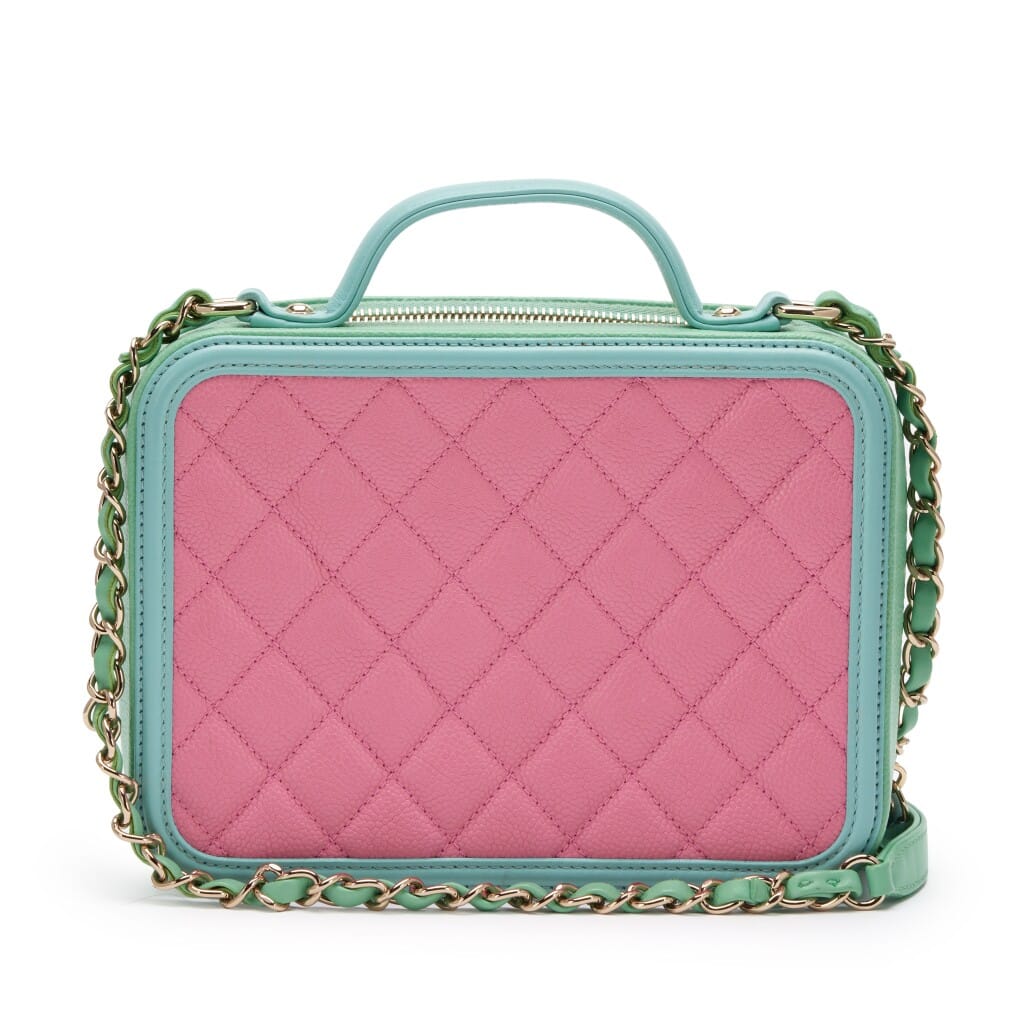 Multicolor Quilted Caviar Small CC Filigree Vanity Case Pale Gold Hardware, 2019