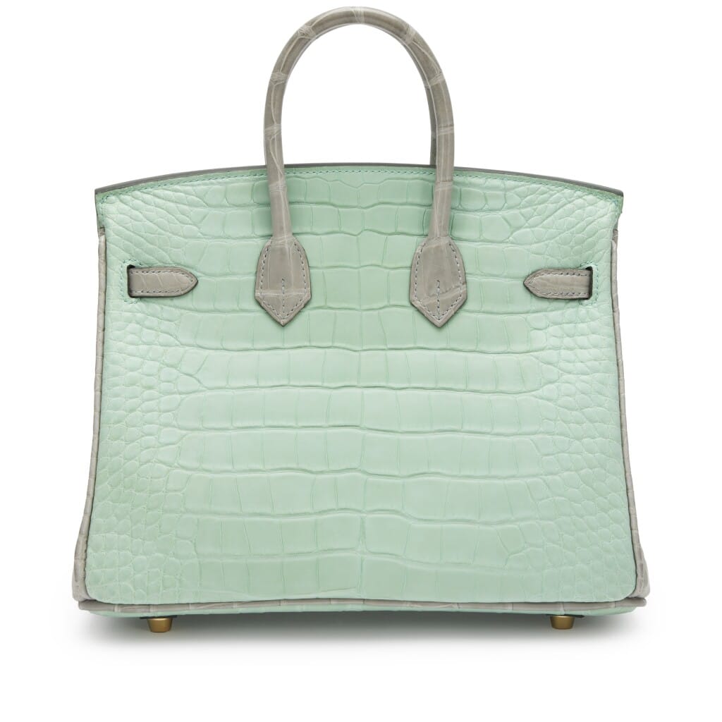 Vert D'Eau and Gris Perle Matte Alligator Birkin 25 Gold Hardware, 2022