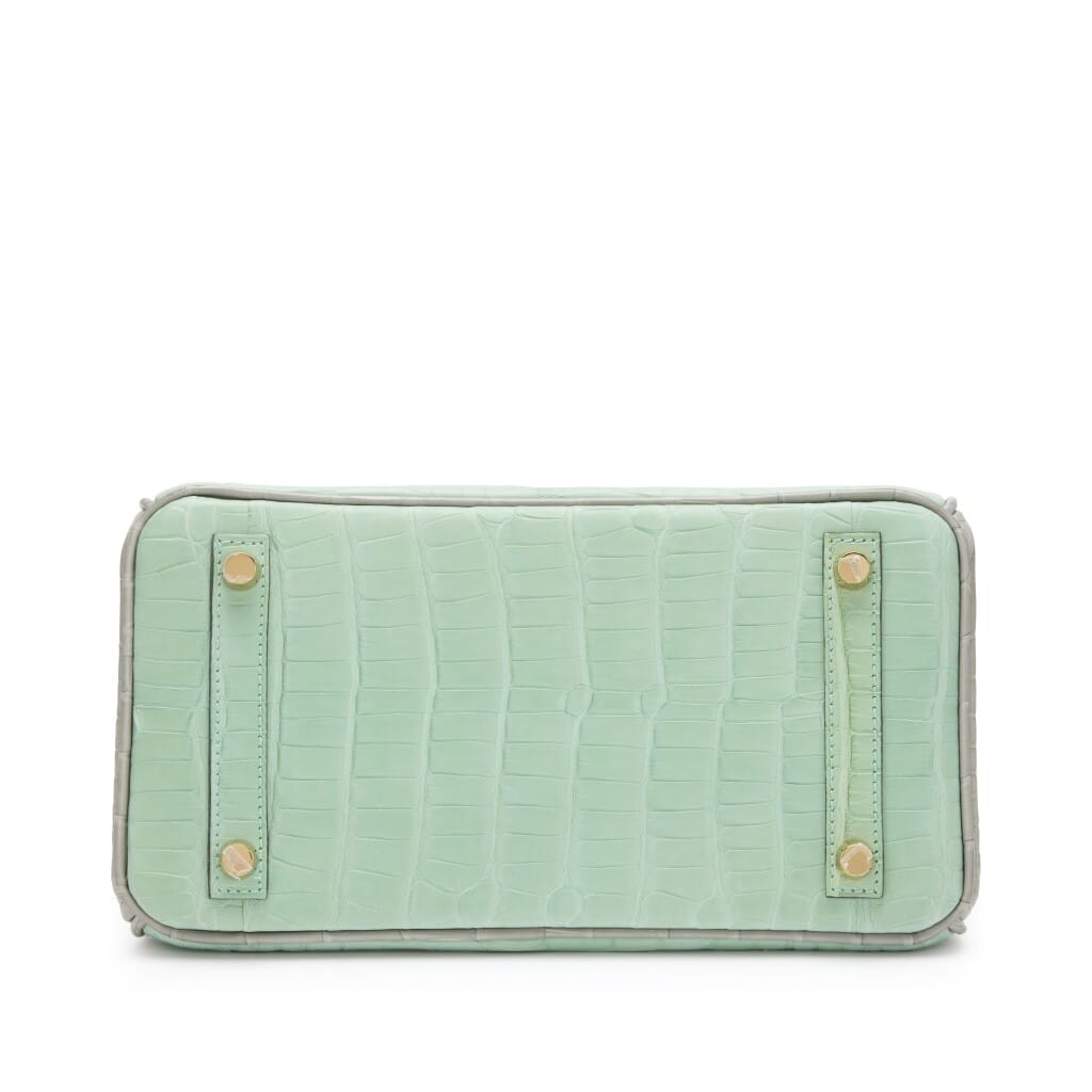 Vert D'Eau and Gris Perle Matte Alligator Birkin 25 Gold Hardware, 2022