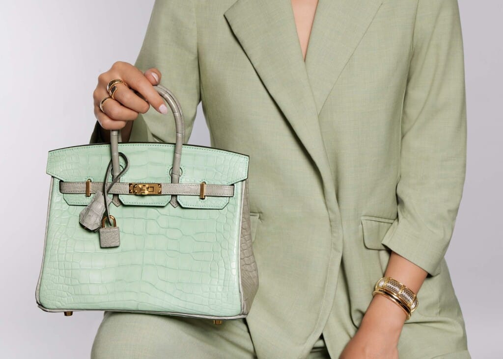 Vert D'Eau and Gris Perle Matte Alligator Birkin 25 Gold Hardware, 2022