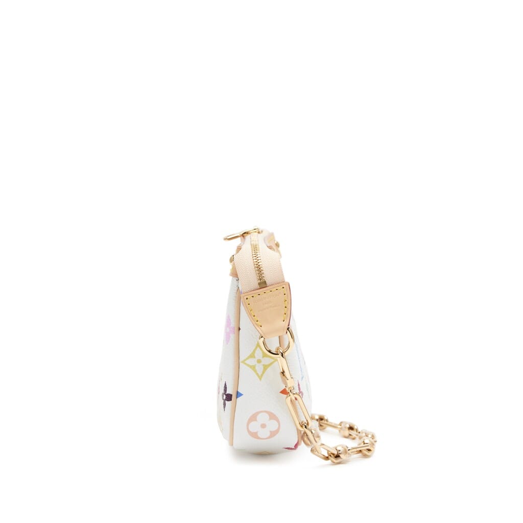 Takashi Murakami White Multicolore Monogram Coated Canvas Pochette Gold Hardware, 2025