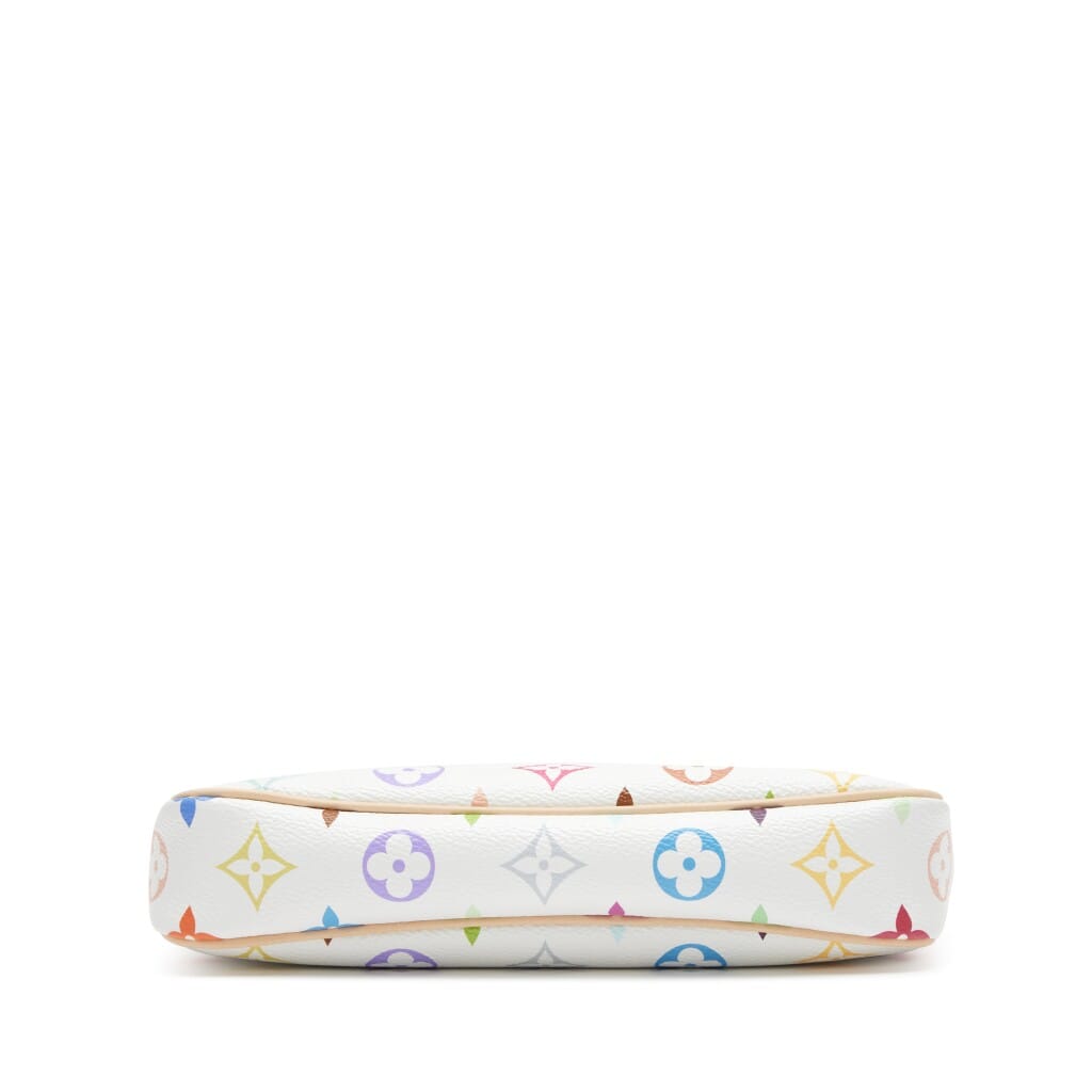 Takashi Murakami White Multicolore Monogram Coated Canvas Pochette Gold Hardware, 2025