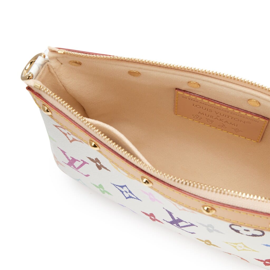 Takashi Murakami White Multicolore Monogram Coated Canvas Pochette Gold Hardware, 2025