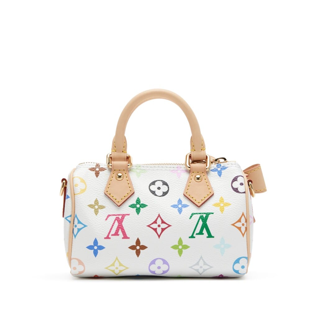 Takashi Murakami White Multicolore Monogram Coated Canvas Nano Speedy Gold Hardware, 2025