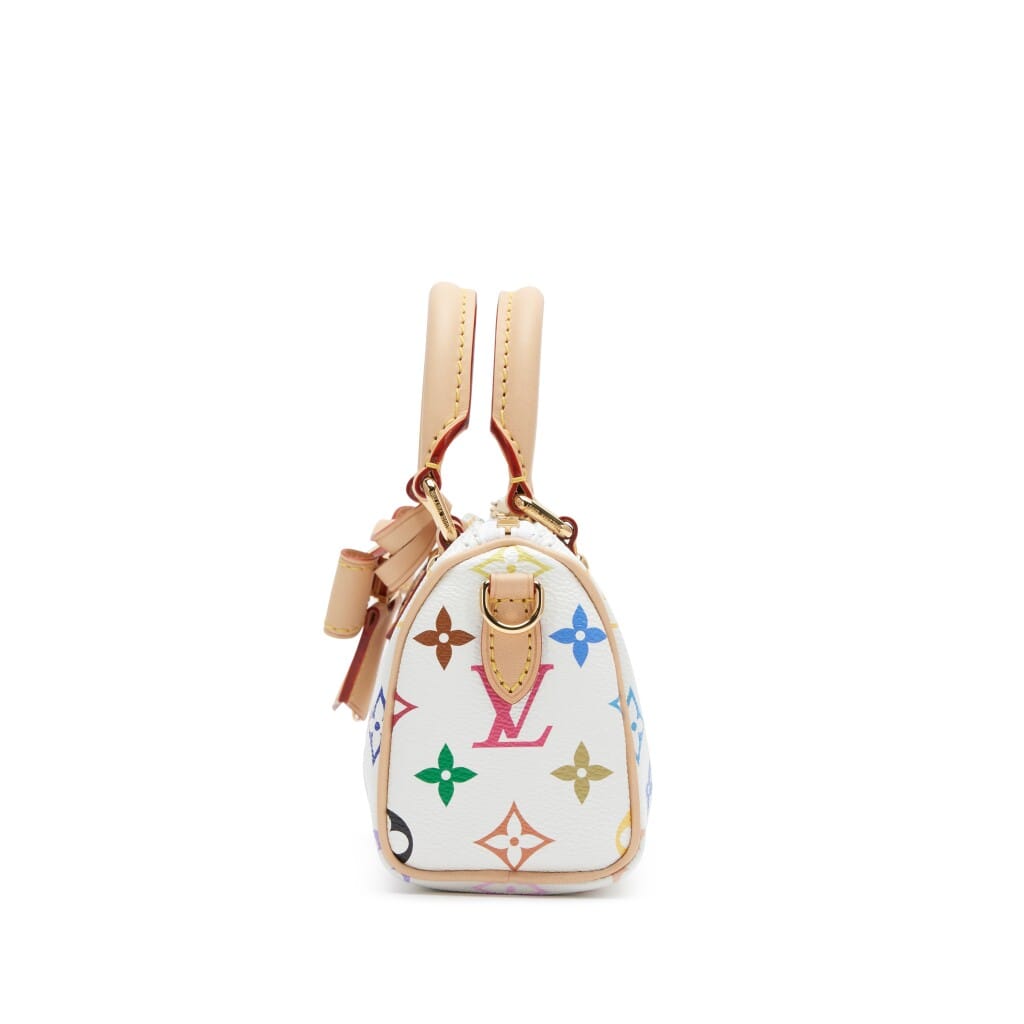 Takashi Murakami White Multicolore Monogram Coated Canvas Nano Speedy Gold Hardware, 2025