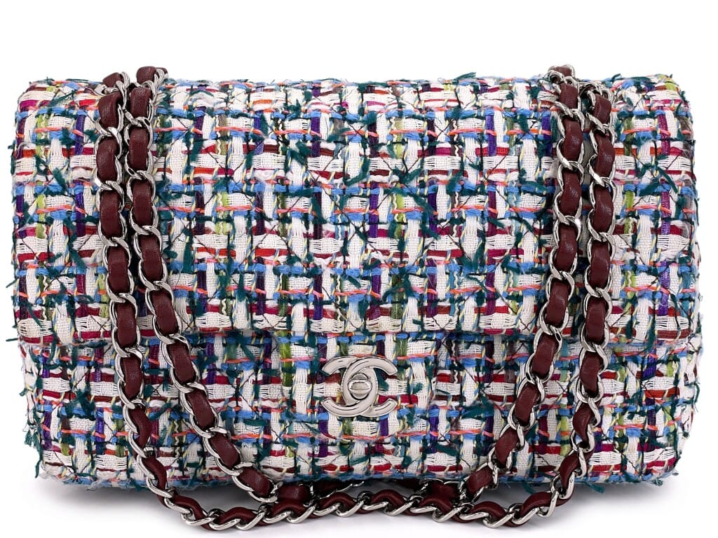 Multicolor Tweed Medium Classic Double Flap Bag Silver Hardware, 2016