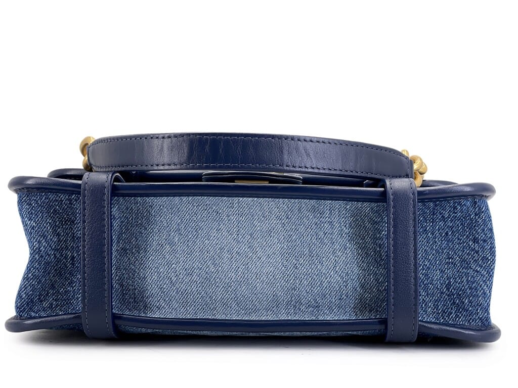 Blue Ombre Denim Quilted Messenger Flap Bag Aged Gold Hardware, 2024