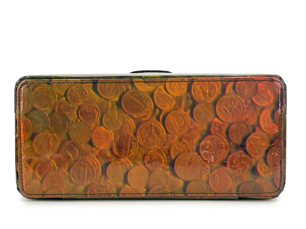 Vintage Holographic Vinyl Green Vanity Case Bag Gold Hardware, 1995