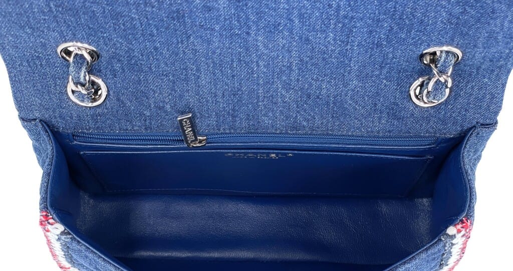 Blue Denim and Tweed Framed Medium Classic Flap Bag Silver Hardware, 2018