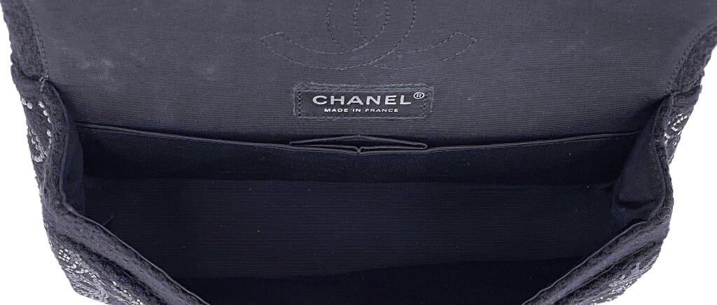 Black Tweed Strass Crystal CC Paris-Shanghai Pudong Jumbo Classic Single Flap Bag Silver Hardware, 2010
