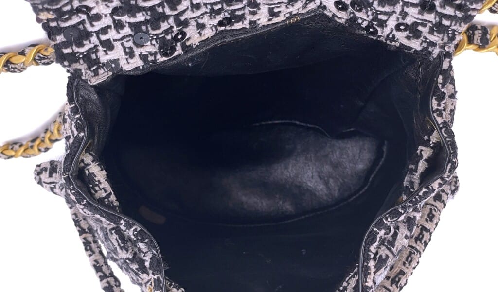 Vintage Black and White Tweed Duma Backpack Gold Hardware, 1994