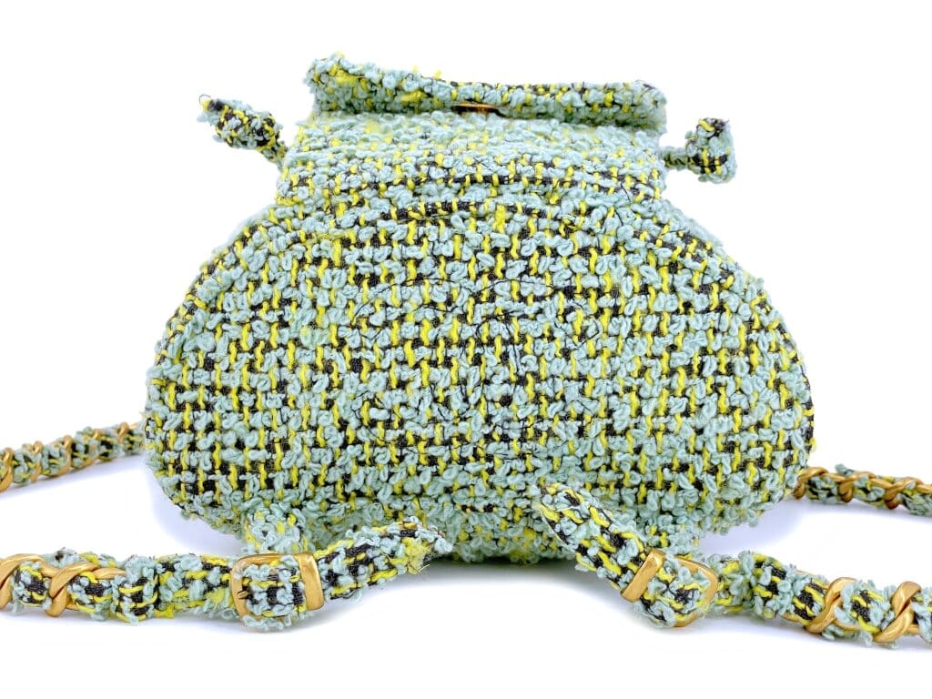 Vintage Green Tweed Duma Backpack Gold Hardware, 1994