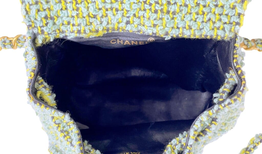 Vintage Green Tweed Duma Backpack Gold Hardware, 1994