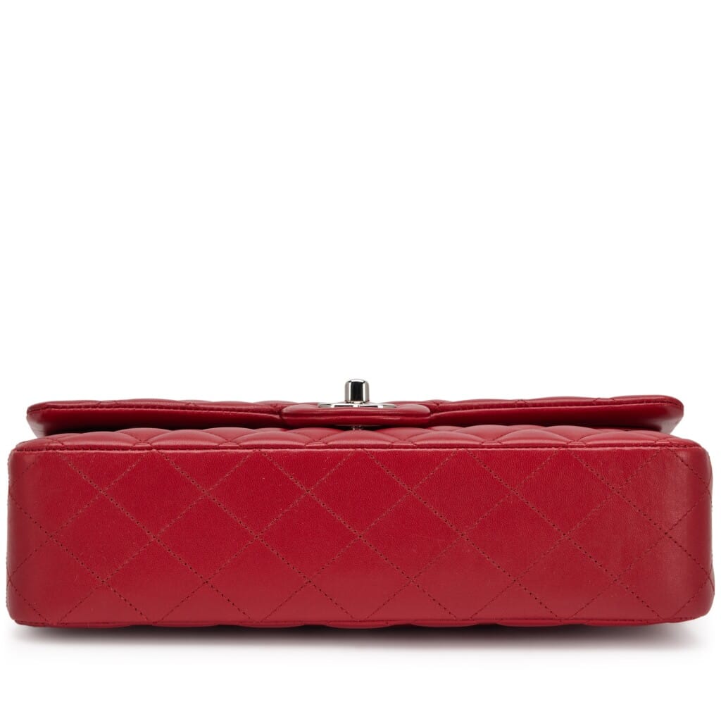 Red Quilted Lambskin Classic Medium Double Flap Bag Silver Hardware, 2012-2013