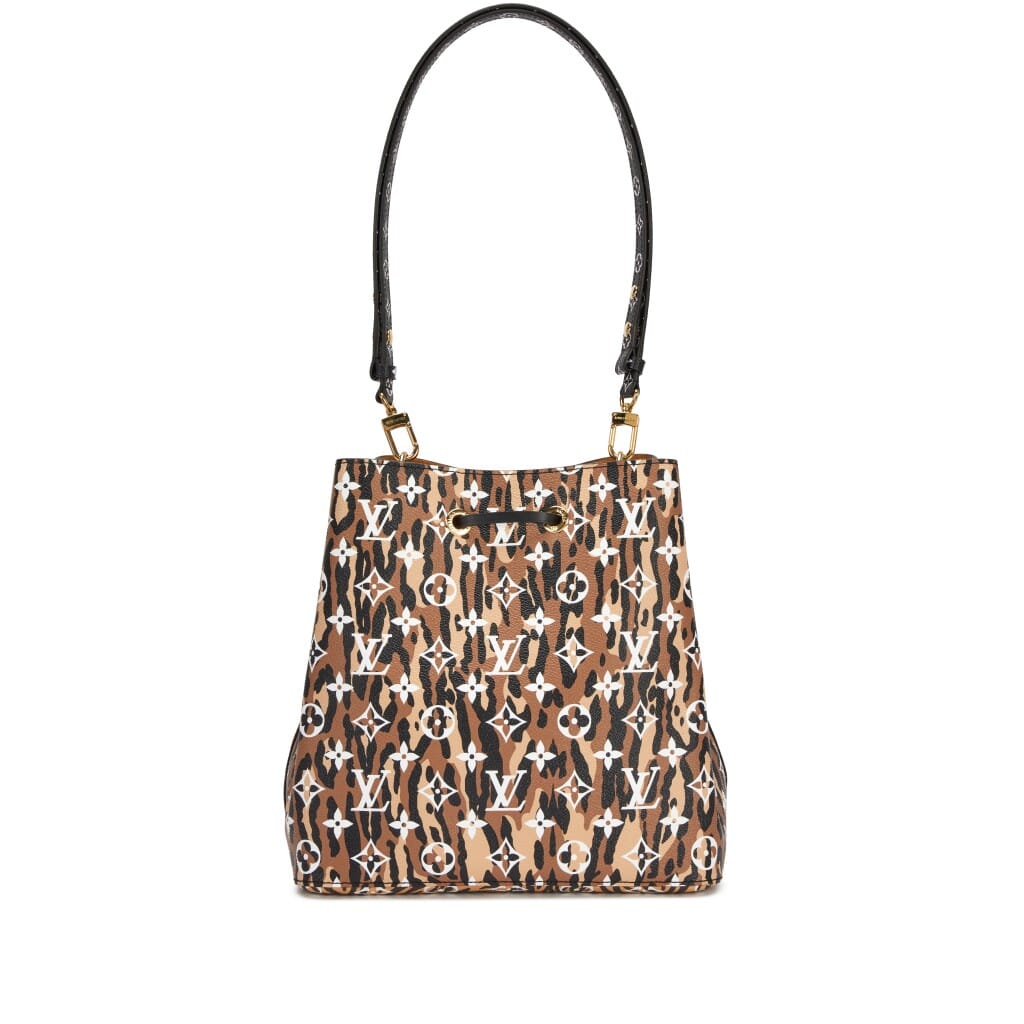 Brown Monogram Canvas Giant Jungle Néonoé MM Bucket Bag Gold Hardware, 2019