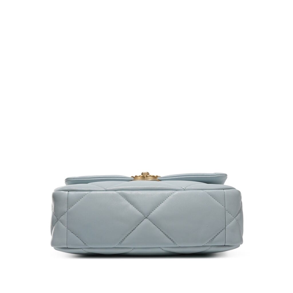 Light Blue Quilted Lambskin Small Chanel 19 Flap Aged Gold, Ruthenium and Silver Hardware