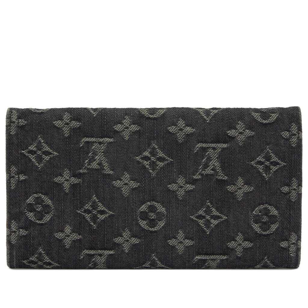 Black Denim Monogram Amelia Wallet Antique Brass Hardware, 2008