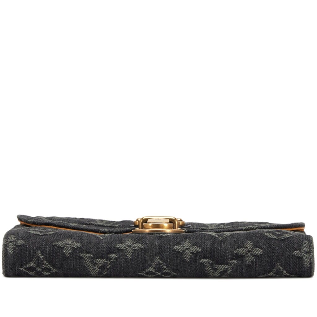 Black Denim Monogram Amelia Wallet Antique Brass Hardware, 2008