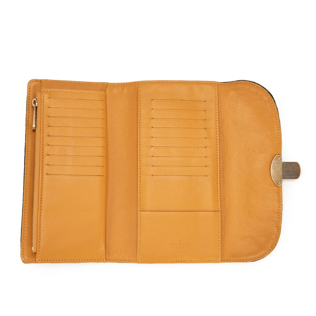 Black Denim Monogram Amelia Wallet Antique Brass Hardware, 2008