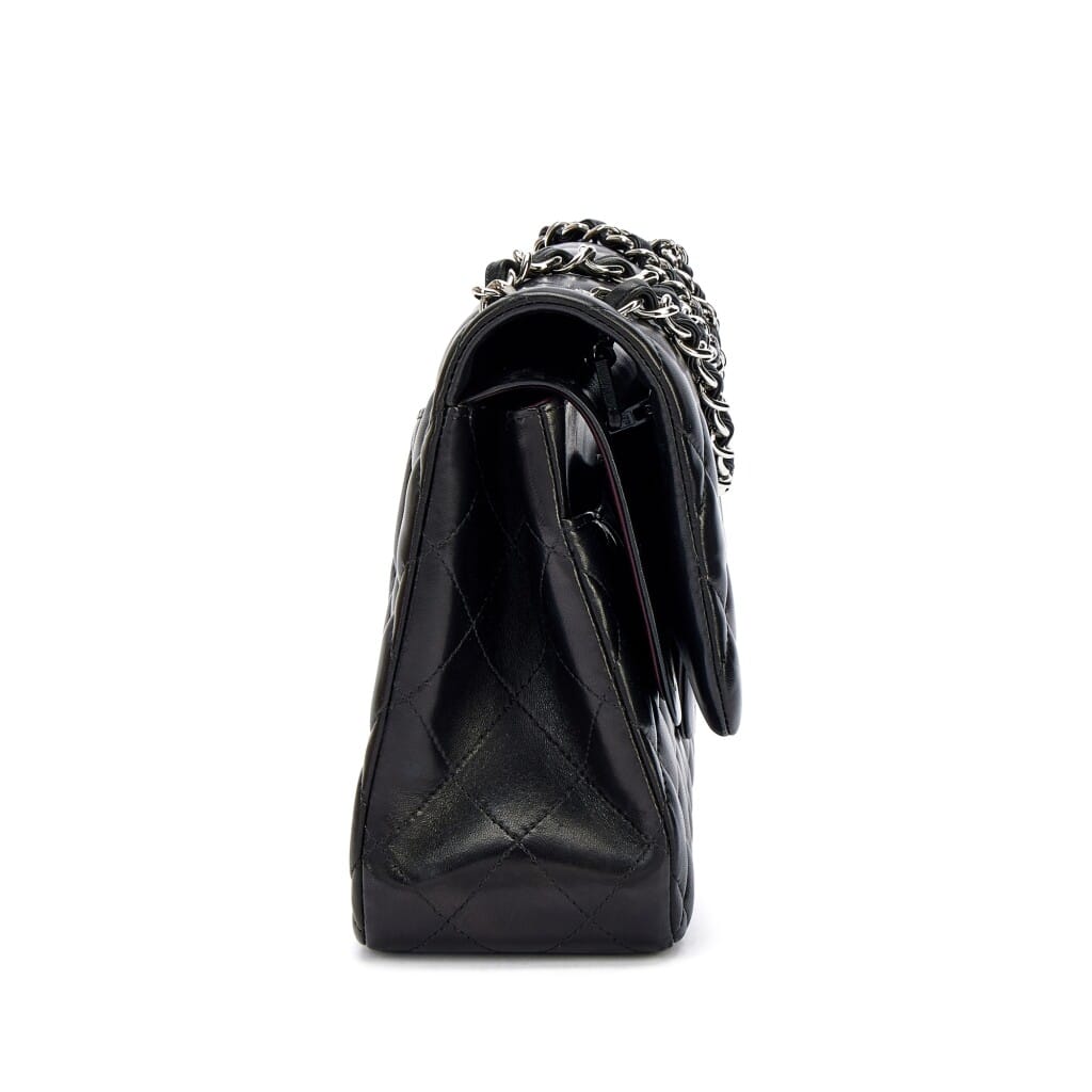 Black Quilted Lambskin Large Timeless Classic Double Flap Silver Hardware, 2011