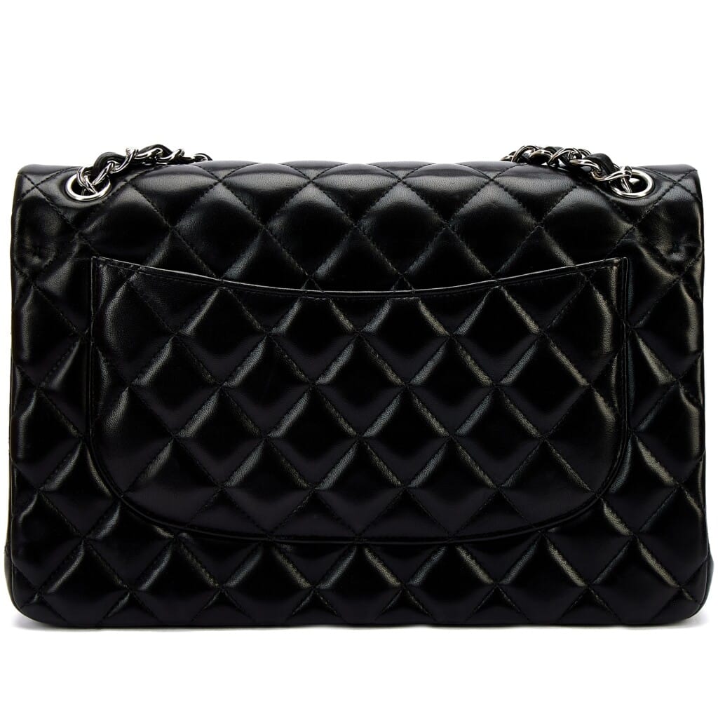 Black Quilted Lambskin Large Timeless Classic Double Flap Silver Hardware, 2011