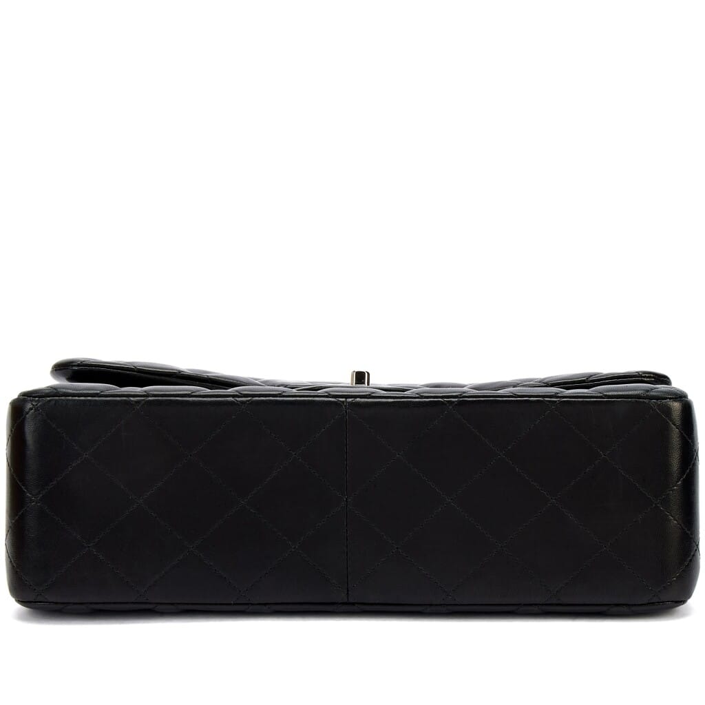 Black Quilted Lambskin Large Timeless Classic Double Flap Silver Hardware, 2011