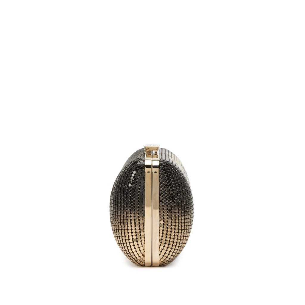 Black and Light Gold Mesh Ombre Hollywood Clutch on Chain Minaudière Light Gold Hardware, 2014
