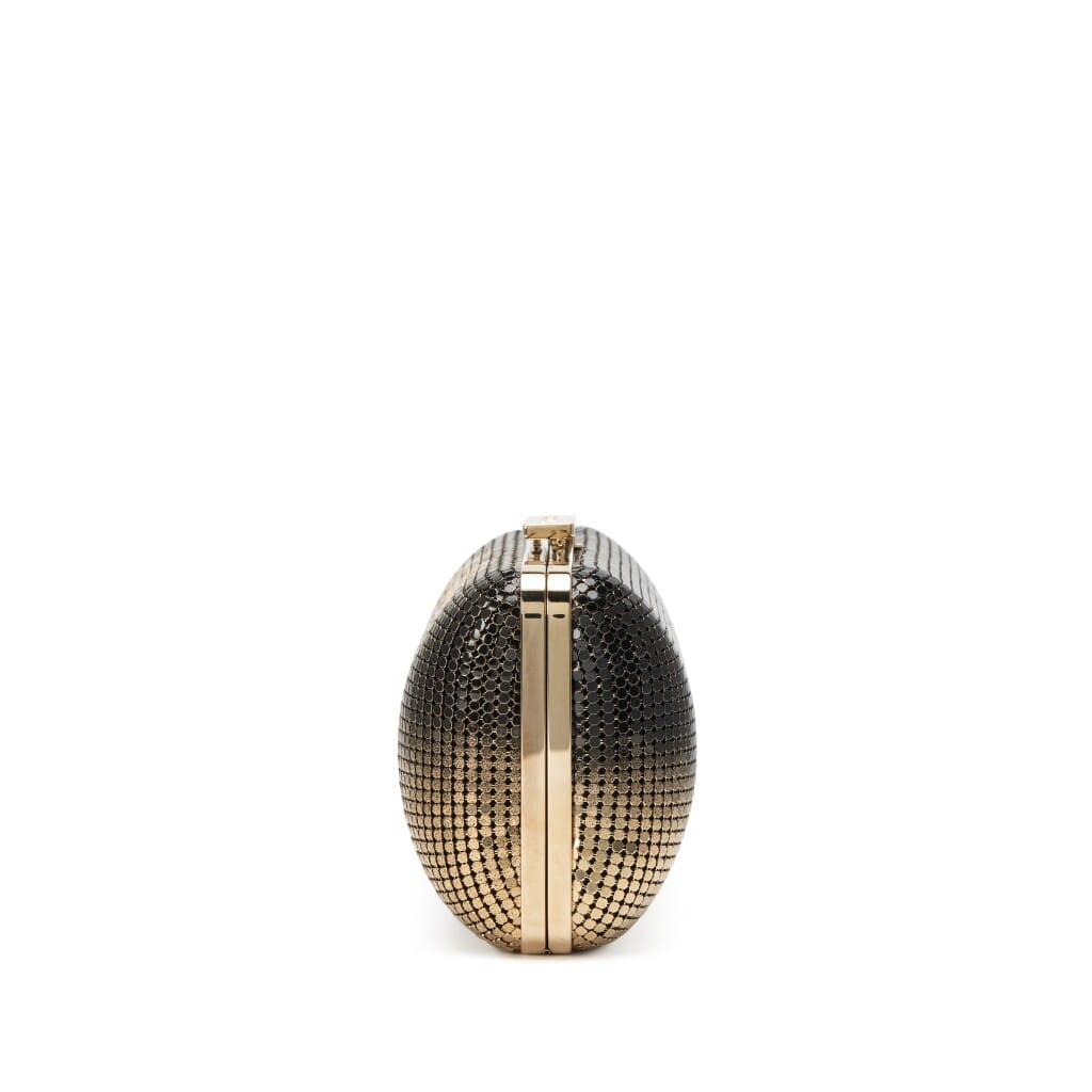 Black and Light Gold Mesh Ombre Hollywood Clutch on Chain Minaudière Light Gold Hardware, 2014